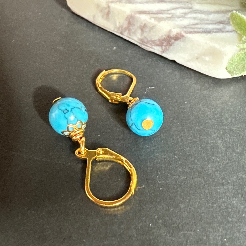 Turquoise Lever Back Earrings